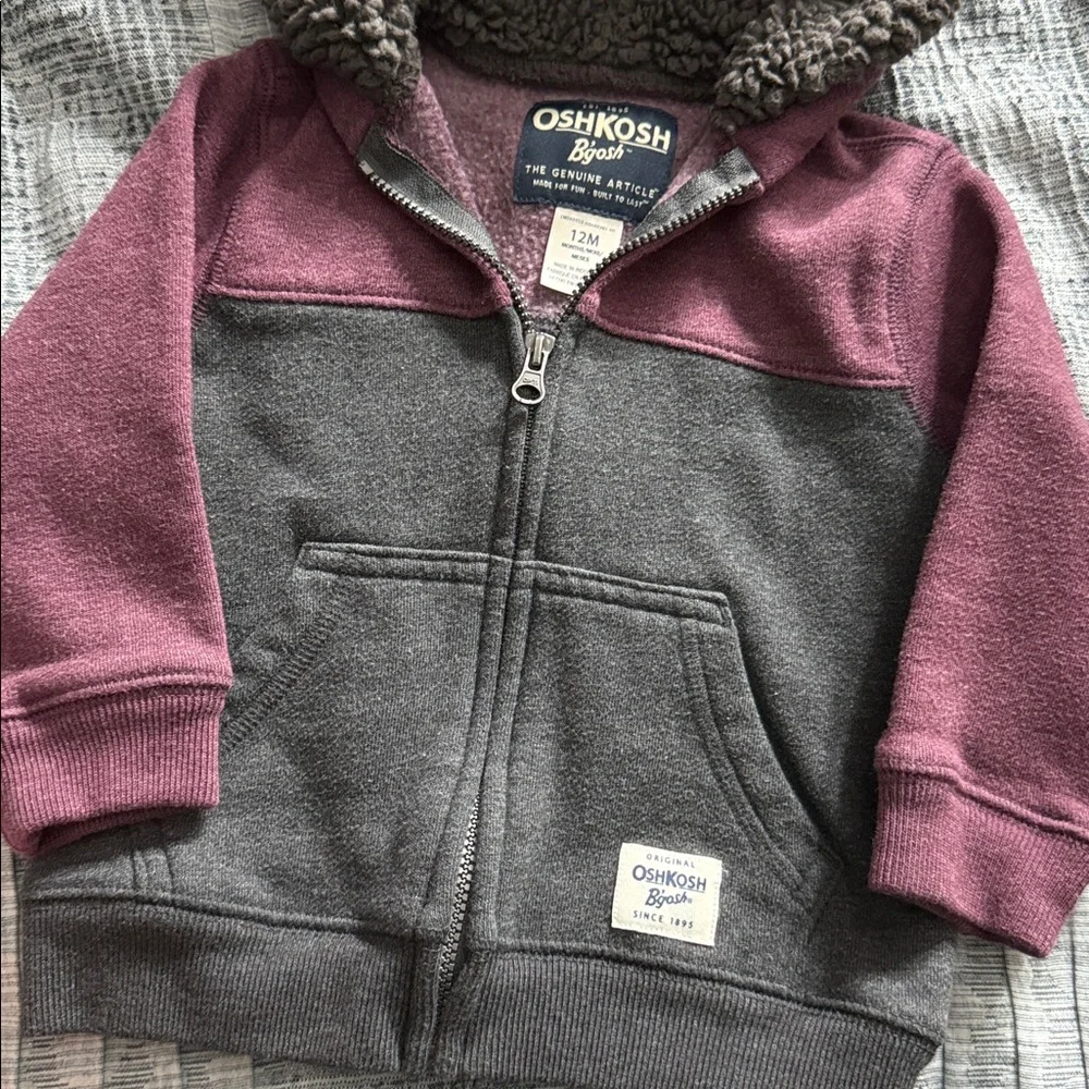 OshKosh B'gosh Kids' Maroon and Charcoal Hoodie Jacket